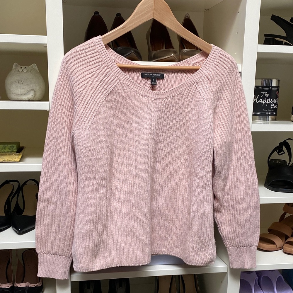 Banana Republic Blush Pink Crew Neck Sweater. Cotton. Size S. GUC